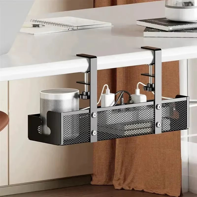 1PCS under Desk Cable Management Tray, No Drill Steel Desk Cable Organizers, Wire Management Tray Cable Management Rack