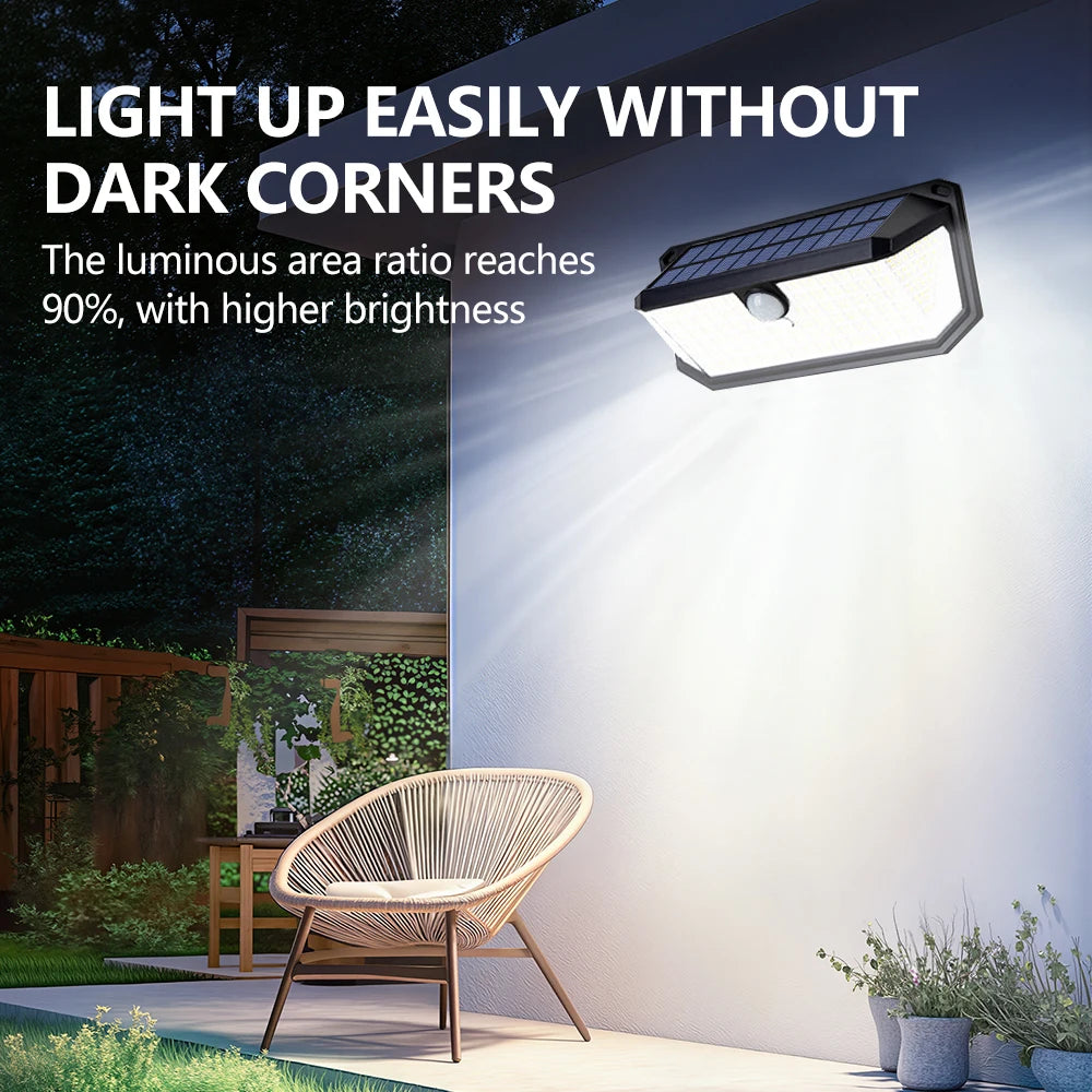 268/418 LED Solar Security Lights Outdoor 3 Modes Solar Powered Motion Sensor Lights Waterproof Wall Lights Fence Yard Garage