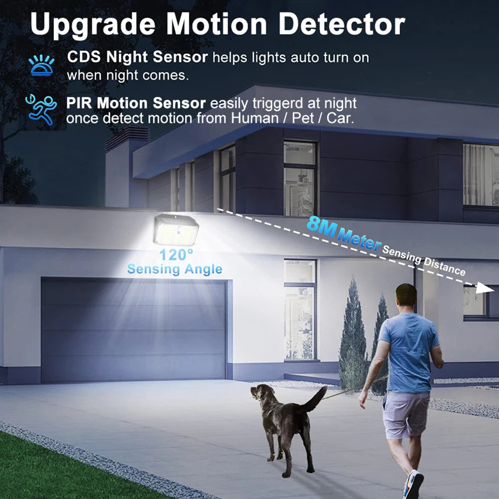 268/418 LED Solar Security Lights Outdoor 3 Modes Solar Powered Motion Sensor Lights Waterproof Wall Lights Fence Yard Garage