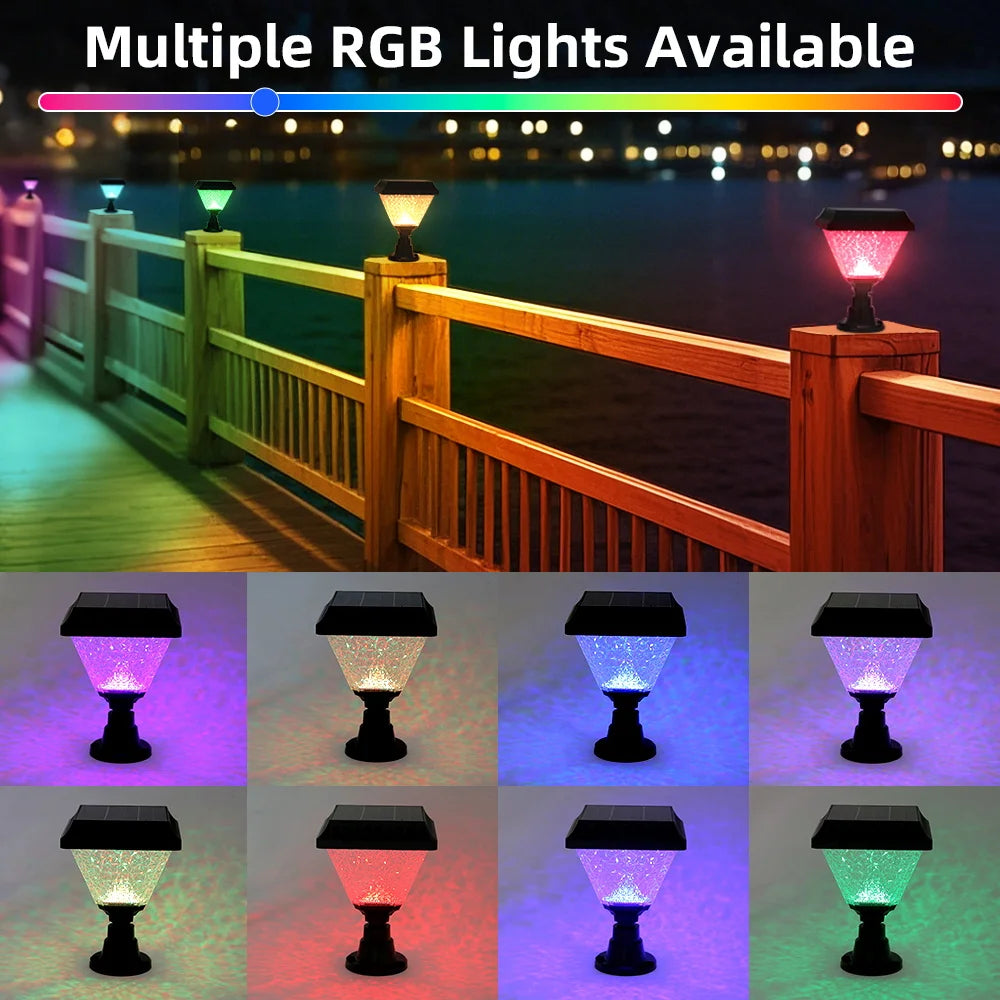 LED Solar Lights Outdoor Pillar Lights IP65 LED Garden Solar Light Remote Control Dimming RGB Sunlight Outdoor Solar Lights