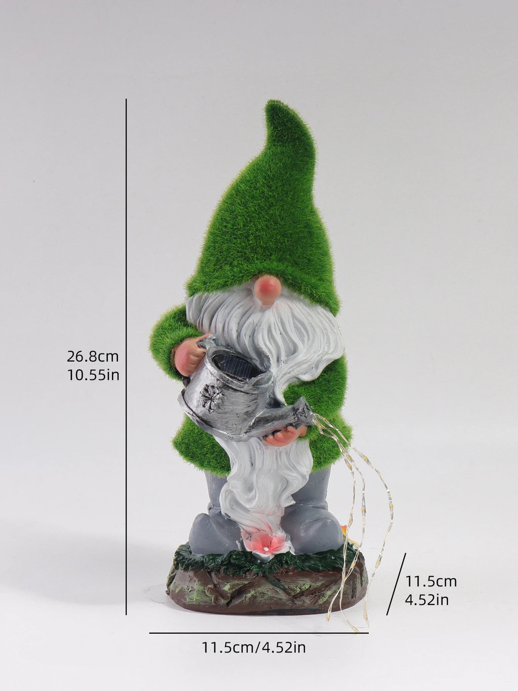 Garden Courtyard Decorative Figurines, Outdoor Plush Gnomes, Solar Powered Watering Fairy Lights, Resin Craft Ornaments