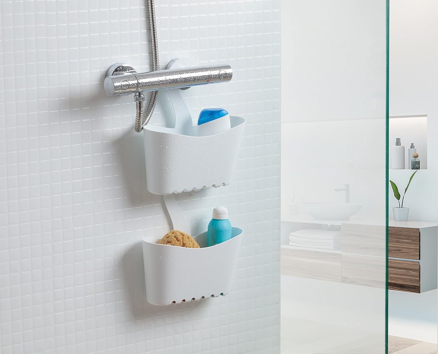TATAY Shower Caddy Hanging Basket Organiser Polypropylene No Drill Installation