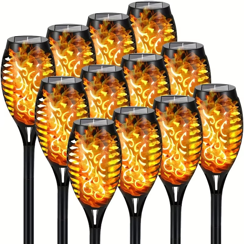 12LED Solar Flame Light Outdoor,Waterproof 12Leds Torches Landscape Lamp for Outdoor Courtyard Garden Yard,Halloween Decorations