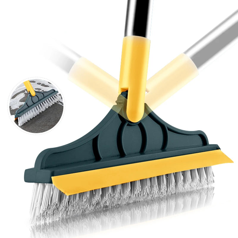 Floor Scrub Brush 2 in 1 Cleaning Brush Long Handle Removable Wiper Magic Broom Brush Squeegee Tile Kitchen Cleaning Tools