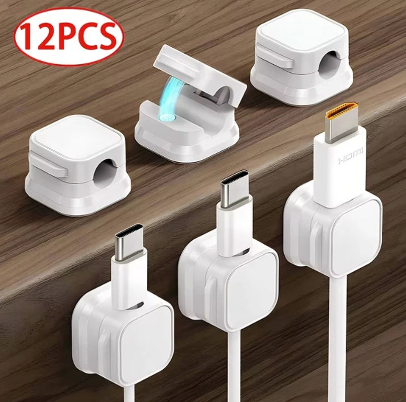 Magnetic Cable Clip under Desk Cable Management Adjustable Cord Holder Wire Organizer and Cable Management Wire Keeper
