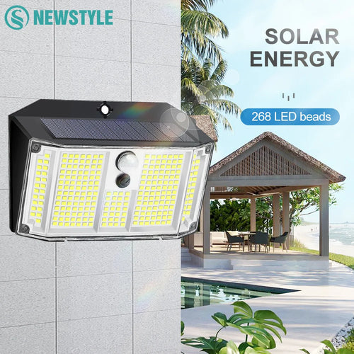 268/418 LED Solar Security Lights Outdoor 3 Modes Solar Powered Motion Sensor Lights Waterproof Wall Lights Fence Yard Garage