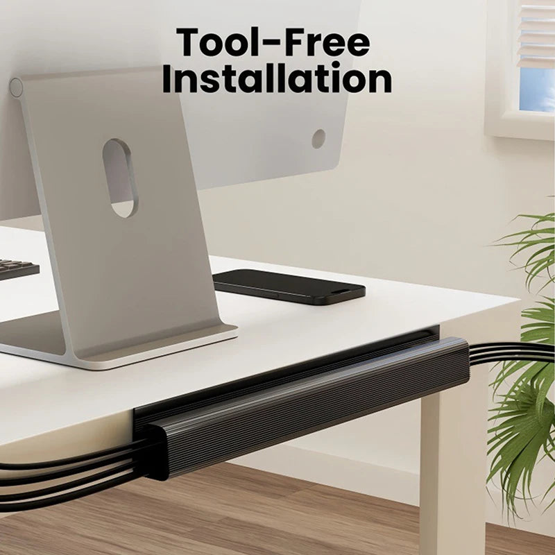 Channel Desk Cable Organizer Cable Management Accessories White Cable Protector No Drilling under Desk Management Tray