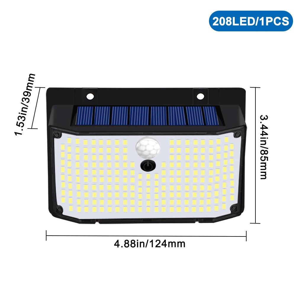 268/418 LED Solar Security Lights Outdoor 3 Modes Solar Powered Motion Sensor Lights Waterproof Wall Lights Fence Yard Garage