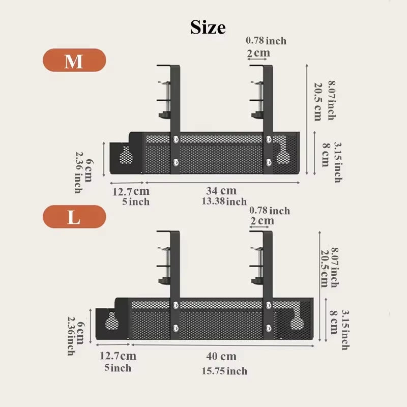 1PCS under Desk Cable Management Tray, No Drill Steel Desk Cable Organizers, Wire Management Tray Cable Management Rack