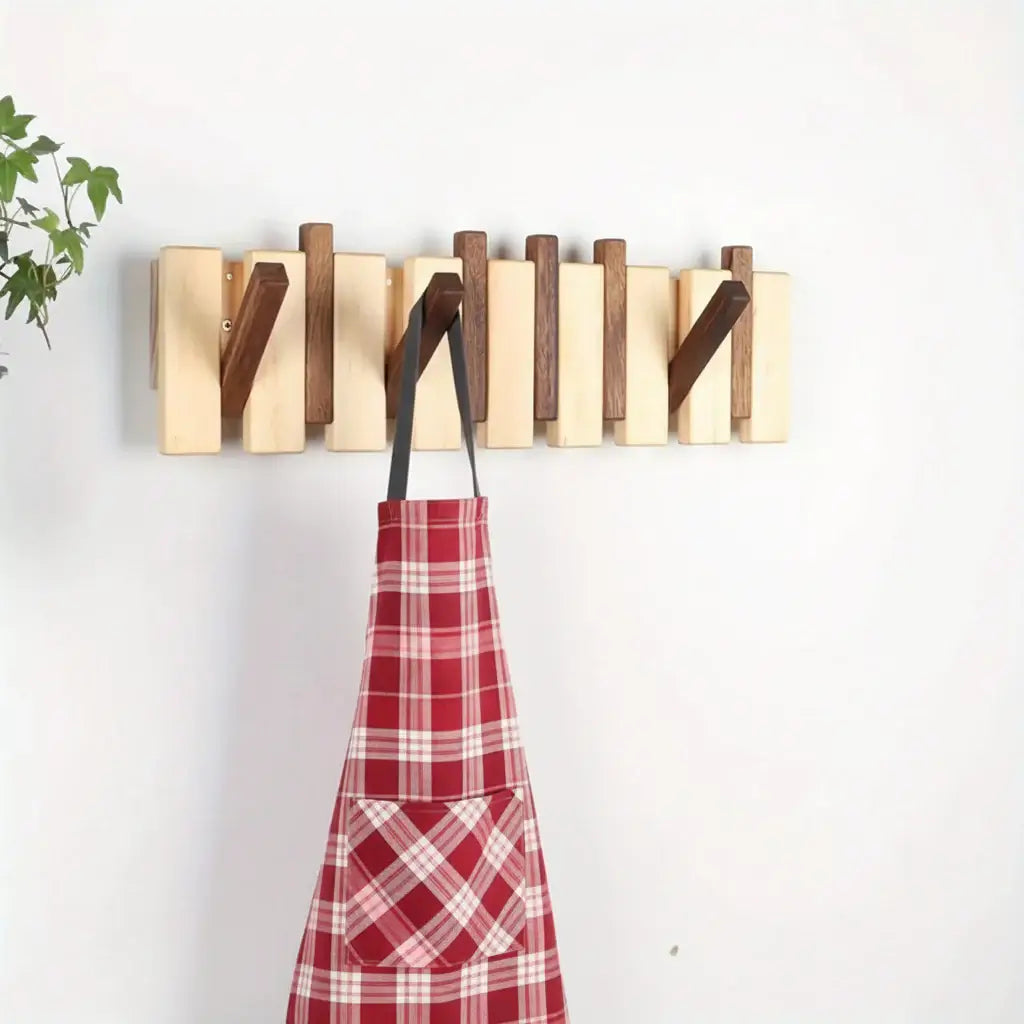 Space Saving Wall Mounted Coat Rack with Flip-Down Hooks