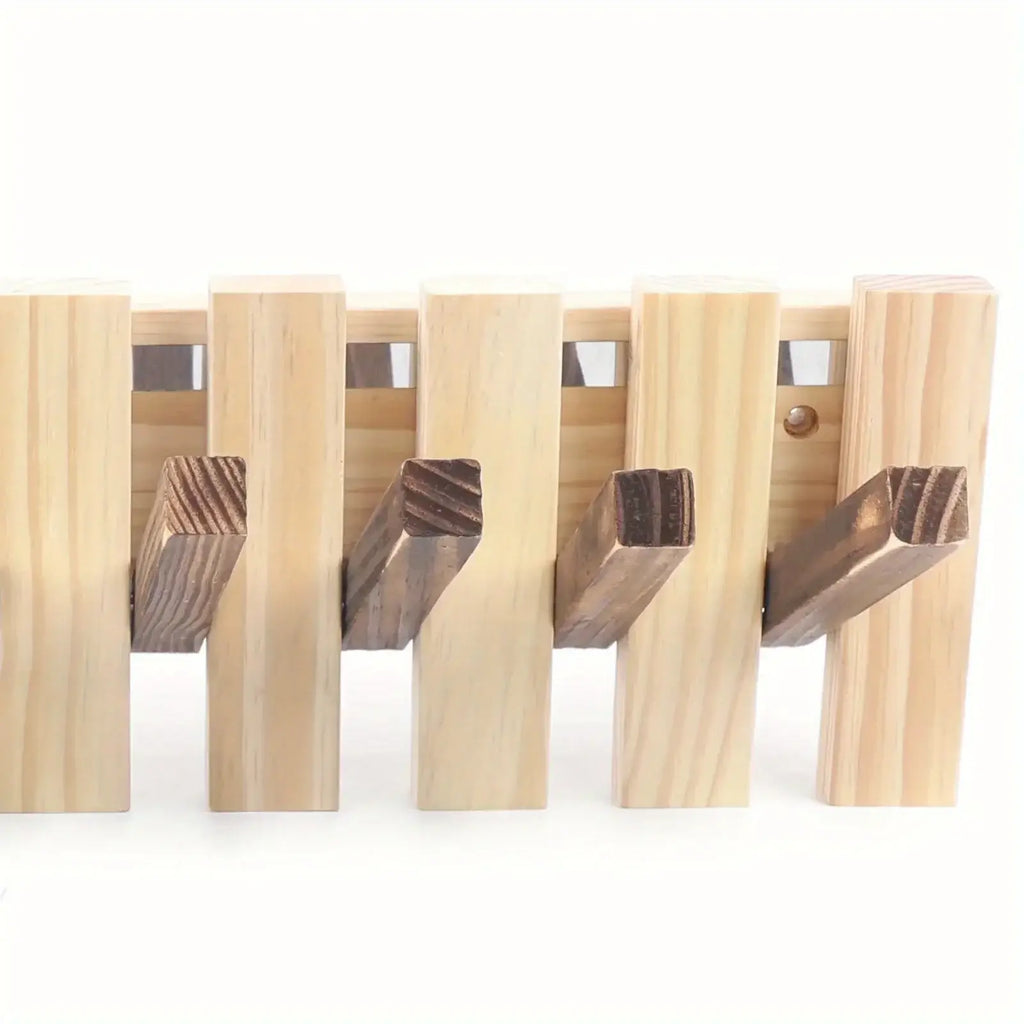 Space Saving Wall Mounted Coat Rack with Flip-Down Hooks
