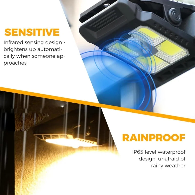 Solar Clip Motion Sensor Lights Outdoor Solar Lights Waterproof High Bright Security Lights for outside Fence Chain Link Camping