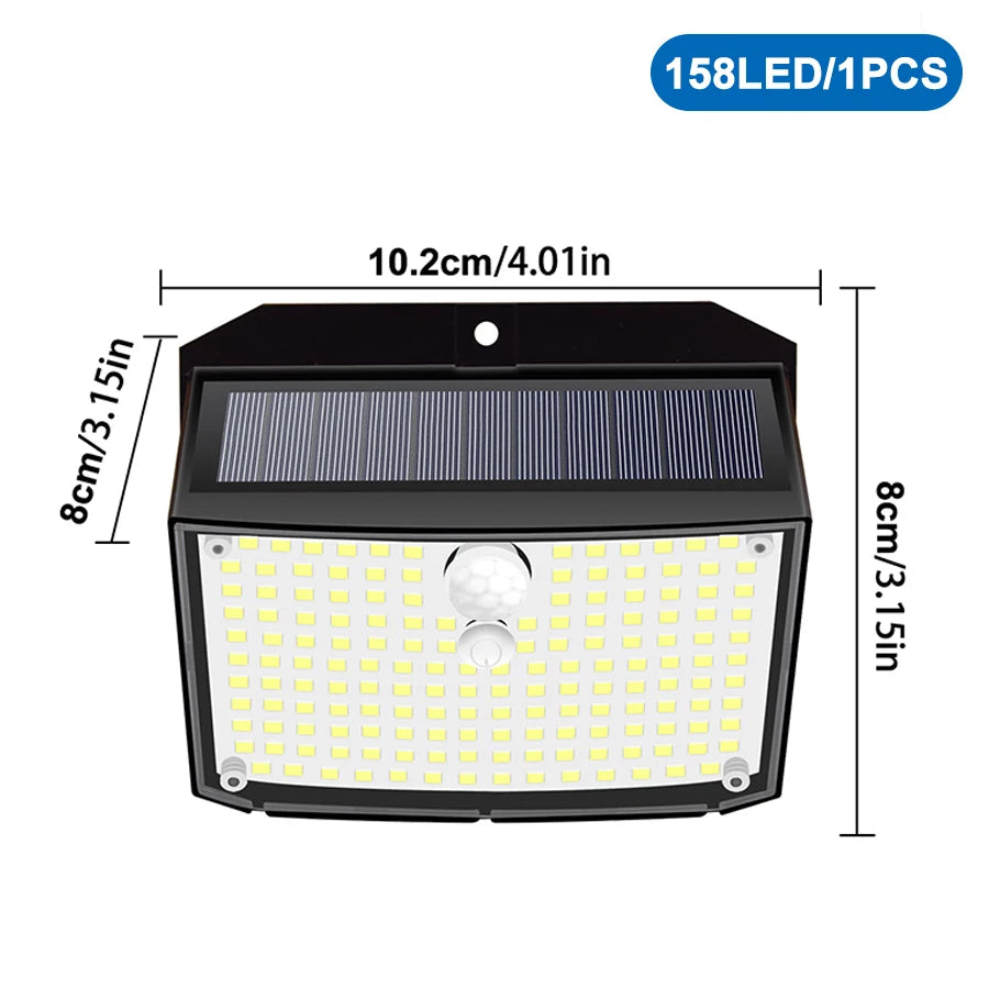 268/418 LED Solar Security Lights Outdoor 3 Modes Solar Powered Motion Sensor Lights Waterproof Wall Lights Fence Yard Garage
