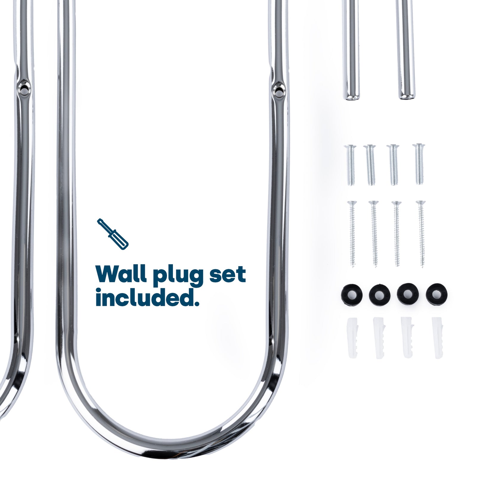 Chrome Towel Rail Holder Wall Mounted Bathroom Rack Shelf Stainless Steel Shower