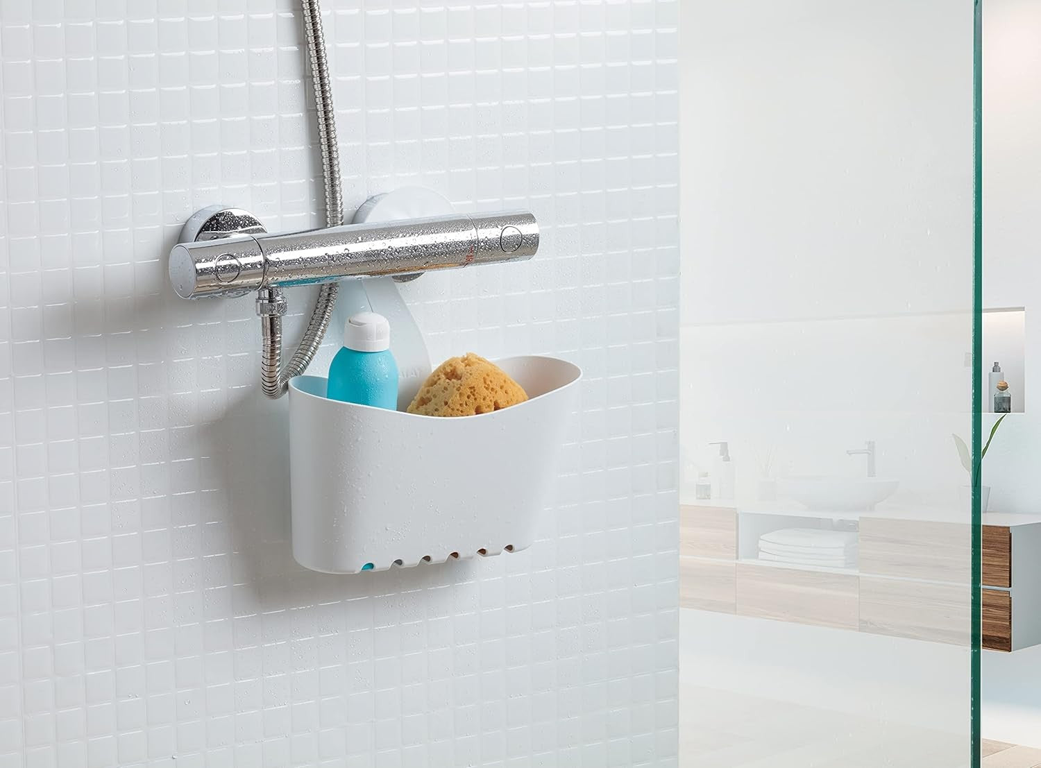 TATAY Shower Caddy Hanging Basket Organiser Polypropylene No Drill Installation