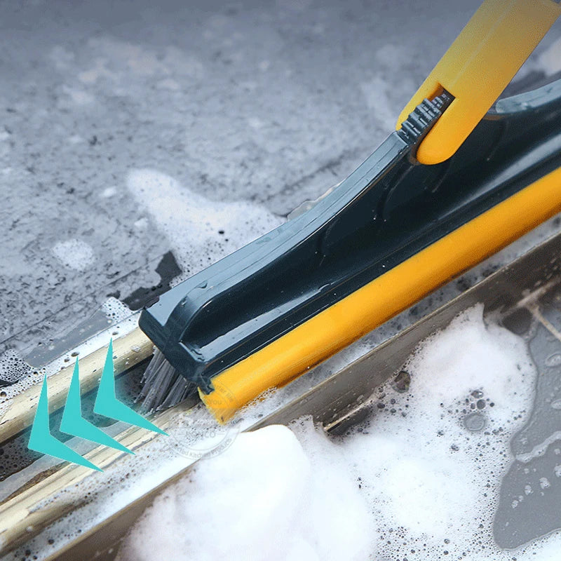 Floor Scrub Brush 2 in 1 Cleaning Brush Long Handle Removable Wiper Magic Broom Brush Squeegee Tile Kitchen Cleaning Tools
